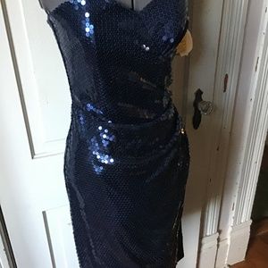 Vintage Nadine Blue sequin cocktail dress. NWT